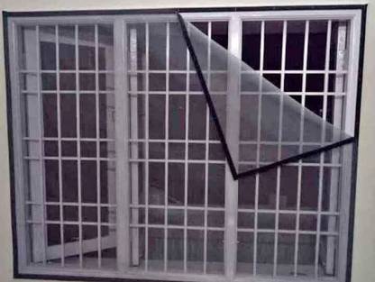 Shalloware Grey Pre Stitched Fiber Glass Pvc Coated Mosquito Net (4ftx5ft) Fibre Washable Adults Mosquito Net