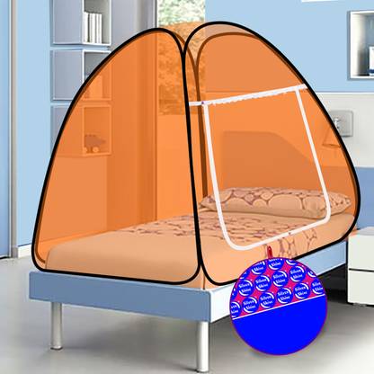 SILVER SHINE Polyester Adults Washable Polyester Foldable Single Bed Mosquito Net Mosquito Net