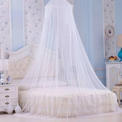 Turtulsgroup Mosquito Net for Single Bed, Round Canopy with Metal Ring Polyester Washable Adults Mosquito Net