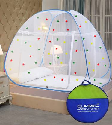 Classic Mosquito Net Polyester Adults Washable Foldable For (LBH-200x200x145 cms)King Size & Double Bed Mosquito Net