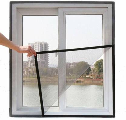 buyagain HDPE - High Density Poly Ethylene Infants Washable Fiberglass Mosquito Net Stitched with Fastener Tape on All Four Borders, Window/Door DIY Bug Insect Mesh-Black (3ftx5ft) Mosquito Net