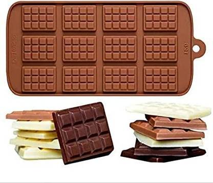 BAKEMO Silicone Chocolate Mould Silicone Chocolate Mould 12 Cavity Mini Dairymilk Shape Mould Choco Bar Candy Mold Baking Tools for Cake Chocolate Jell-O Ice Pack of 1