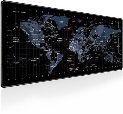 Aliens World Map Extended Gaming Mouse Pad, Stitched Edges, Non-Slip Base Non Slip Base Mousepad