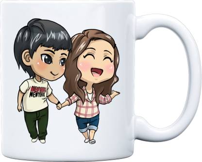 Bhavya Lifestyles Cute Couple Walking Printed Cup Ceramic Coffee Mug
