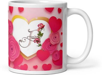 Avi Bazar Letter A Floral Alphabet Coffee | Best Gift for Loved Once on Special Days Ceramic Coffee Mug