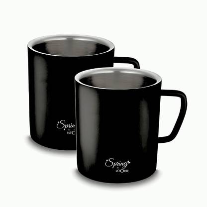 LA'FORTE Premium Black Double Wall Unbreakable Rust Free Stainless Steel Coffee Mug