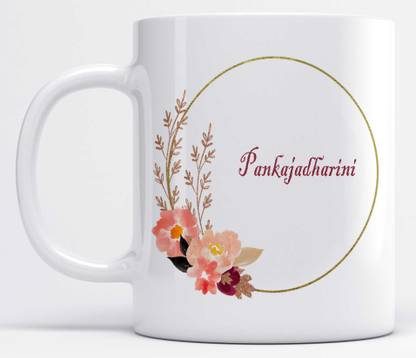 Name Pankajadharini Printed Light Pink Flower Design Ceramic Coffee Mug