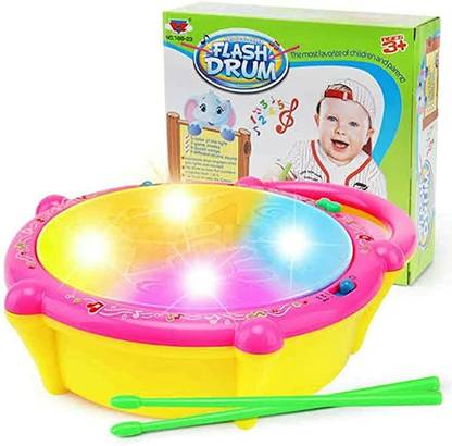 flash drum with 3d lights and music - Plastic, Multi color(Pack of 1)