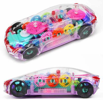 HIM TAX Model Transparent Rotating Gear Car Concept Car with Lights Music Toys.