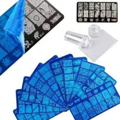 डी.बी.ज़ेड. Nail Art Stamping Kit with 4pcs Random Rectangular Steel Image Plates