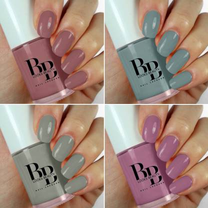 BB LOOKS BEAUTY HD Colors High-Shine Long Lasting, Nail Polish Combo Pack of 4 English Lavender, Stone, Ballerina, Storm