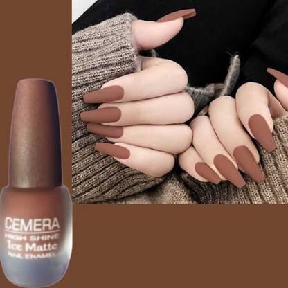 Cemera Rich Pigment, Premium Quality Ice Matte Nail Polish Woody Chocolate Brown