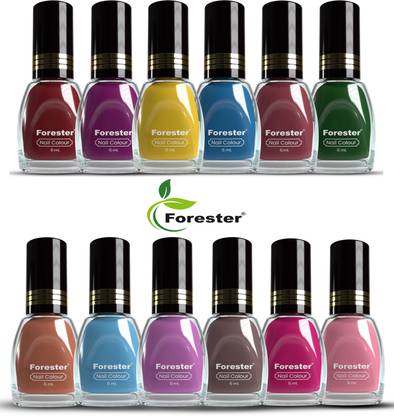 forester Matte Nail Polish, No Toxin Glossy Lacquer, Long Lasting Quick Dry Pack of 12 Multicolor