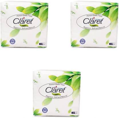 CLARET 40X40 CM PAPER NAPKINS - 4 PLY 25 PULLS (PACK OF 3) Green Paper Napkins