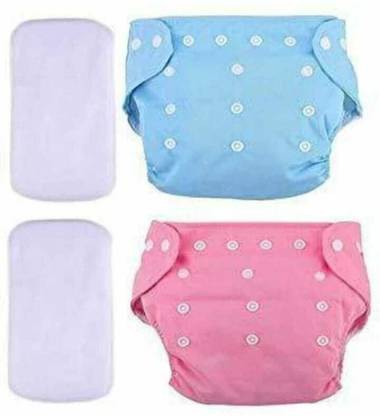 Shrinath Enterprises Baby Cloth Diaper With Insert Set Of 2 (Pink & Blue)