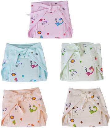 BREEZEWAY New born baby cotton cloth diaper nappy Padded Pack of 5 (0-6 Month Babies)
