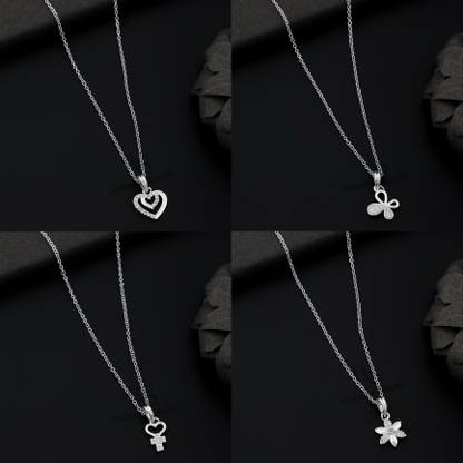 BOGHRA SALES combo pendant for girls Silver, Rhodium Diamond Silver, Alloy Pendant