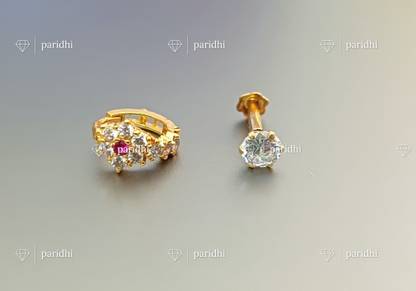 Paridhi Cubic Zirconia Gold-plated Plated Brass Nose Stud Set
