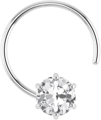 SOMYA 925 Sterling Silver Round-Shape White Cubic-Zirconia Prong-Setting Nose Pin Stud With Certificate Of Purity for Women Girls (3-MM) Zircon Sterling Silver Nose Stud