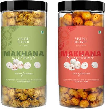 VISHNU DELIGHT Combo Flavour Roasted Makhana Jar - Healthy & Crunchy Snack | Gluten Free Fox Nut