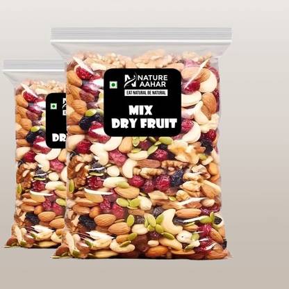 Nature Aahar Mix Dry Fruit | Panchmeva | 500gm | JAR | Cashews, Almonds, Raisins, Pistachios, Dry Dates, Figs, Amla, Assorted Seeds & Nuts