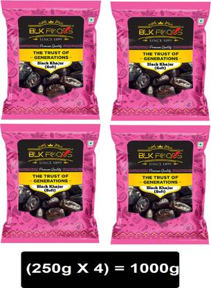 BLK FOODS Black Dates 1000g | Khajoor | Khajur |Handpicked Dates| Soft & Juicy texture Dates