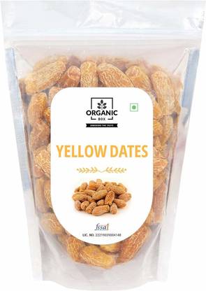 Organic Box Dry Dates- Yellow / Sukha Khajoor / pila chuara, 900 Gram Dry Dates