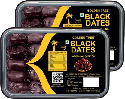 Golden Tree Selected Premium Black Dates, 100% Natural khajoor dry fruits, Immunity Boosts Dry Dates