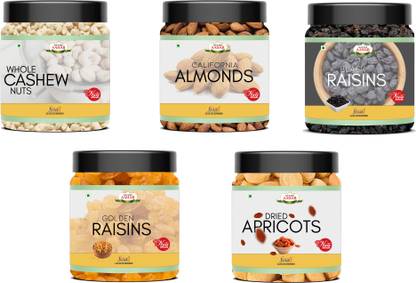 Nature Aahar Dryfruit combo 5 in 1 combo cashew almond green black raisins apricot(200gm*5) Assorted Nuts  (5 x 0.2 kg)