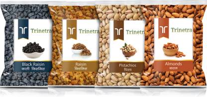Trinetra Badam 100g, Pista 100g, Kishmish 100g, Kali Kishmish 100g Combo Pack 400g