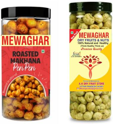 MEWAGHAR Roasted Makhana Combo | Peri Peri & Pudina Flavour |Crunchy Jar Snack Fox Nut