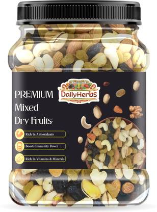 DAILYHERBS Mix Dry Fruits [Almonds, Cashews, Walnut, Green & Black Raisins, Kiwi, Apricot]