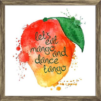 Artzfolio Mango Fruit Canvas Painting Antique Golden Synthetic Frame 24x24inch (61x61cms) Canvas 24 inch x 24 inch Painting