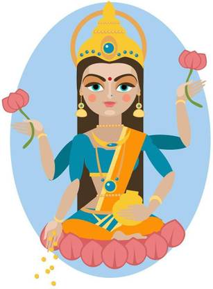 Pitaara Box Hindu Deity Mother Lakshmi Unframed Wall Art Painting Print Canvas 22.1 inch x 16 inch Painting
