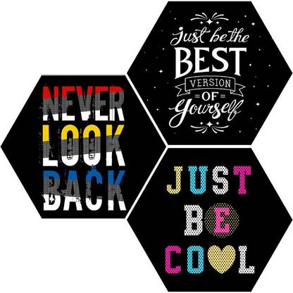 saf motivational UV Textured 3 piece hexagon painting Pack of 3