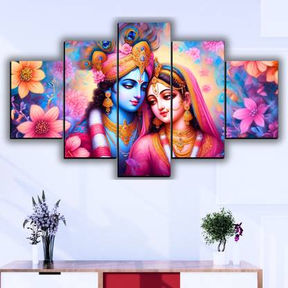 JB Creations Radha Krishna Photo Painting for Home Decoration, Wall decoration Digital Reprint 18 inch x 30 inch Painting