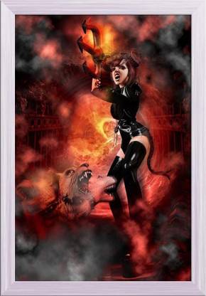Artzfolio Devil Demon Canvas Painting White Synthetic Frame 16 x 23.7 inch (41 x 60 cms) Canvas 23.7 inch x 16 inch Painting