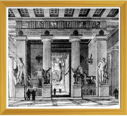 Artzfolio Victorian Engraving Of The Temple Of Zeus Olympia Framed Painting 22.4x20inch Canvas 20 inch x 22.4 inch Painting