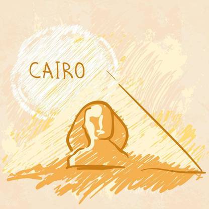 Artzfolio Pyramids & Sphinx Cairo Egypt Painting MDF 18x18inch (46x46 cms) Digital Reprint 18 inch x 18 inch Painting
