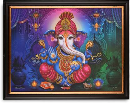 INSPIRING BRUSH Religious Ganesh Photo for Divine Blessings Digital Reprint 14 inch x 11 inch Painting