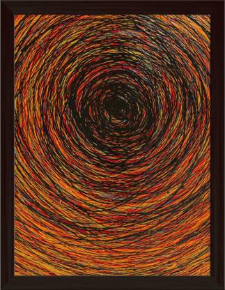 Artzfolio Abstract Stripe Paint Canvas Painting Dark Brown Frame 14x18.4inch (36x47cms) Canvas 18.4 inch x 14 inch Painting