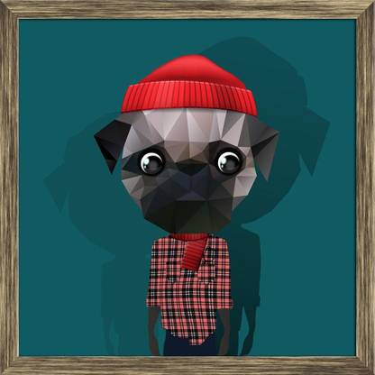 Artzfolio Fashion Hipster Animal Framed Wall Art Painting Print Canvas 12 inch x 12 inch Painting
