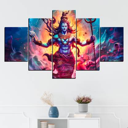 JB Creations Lord Shiv Ji Modern Art Painting Wall Decor For Home Digital Reprint 18 inch x 18 inch Painting