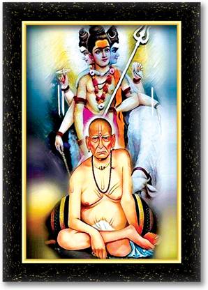 ARAAKA SWAMI SAMARTH photo frame (Wood Base and Front Laminated) Acrylic 12 inch x 18 inch Painting