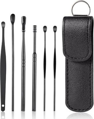 FROXY CARTS Ear Wax Cleaning Tools Kit Set With Leather Pouch Spring Curette Earwax Remover