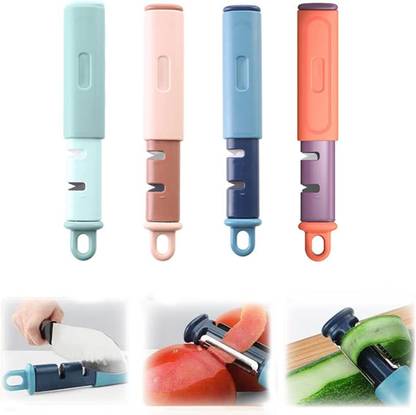 RedHooS 2 in 1 Vegetable Peeler Knife Sharpener Serrated Peeler Stainless Steel Peeler Straight Peeler