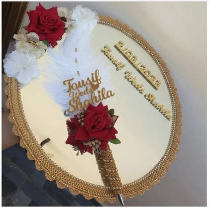 Qubool hai customized beautiful Nikah Mirror Platter with Pens for Bride n Groom Ball Pen