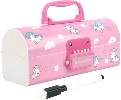 Adoere Password pencil box- Cute UNICORN Double Layer Stationery BOX Organizer Art Plastic Pencil Box
