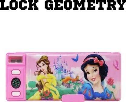 RAREGEAR Snow White Printed Magnetic Dual Compartment & Sharpener Multipurpose Pencil Box Unicorn and Snow White Art Password Protected Multi Purpose Pencil Box for Kids Art Plastic Pencil Box