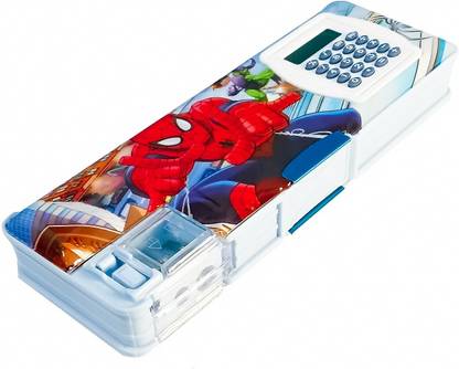 CDT 2021 Cartoon Art Plastic Pencil Box Spider Man Box with Calculator for Kids पेंसिल बॉक्सेस आपके बच्चे को पसंद आएंगे, मैग्नेटिक, जम्बो पेंसिल बॉक्सेस, CHAMA द्वारा, 1 का सेट आर्ट प्लास्टिक पेंसिल बॉक्स